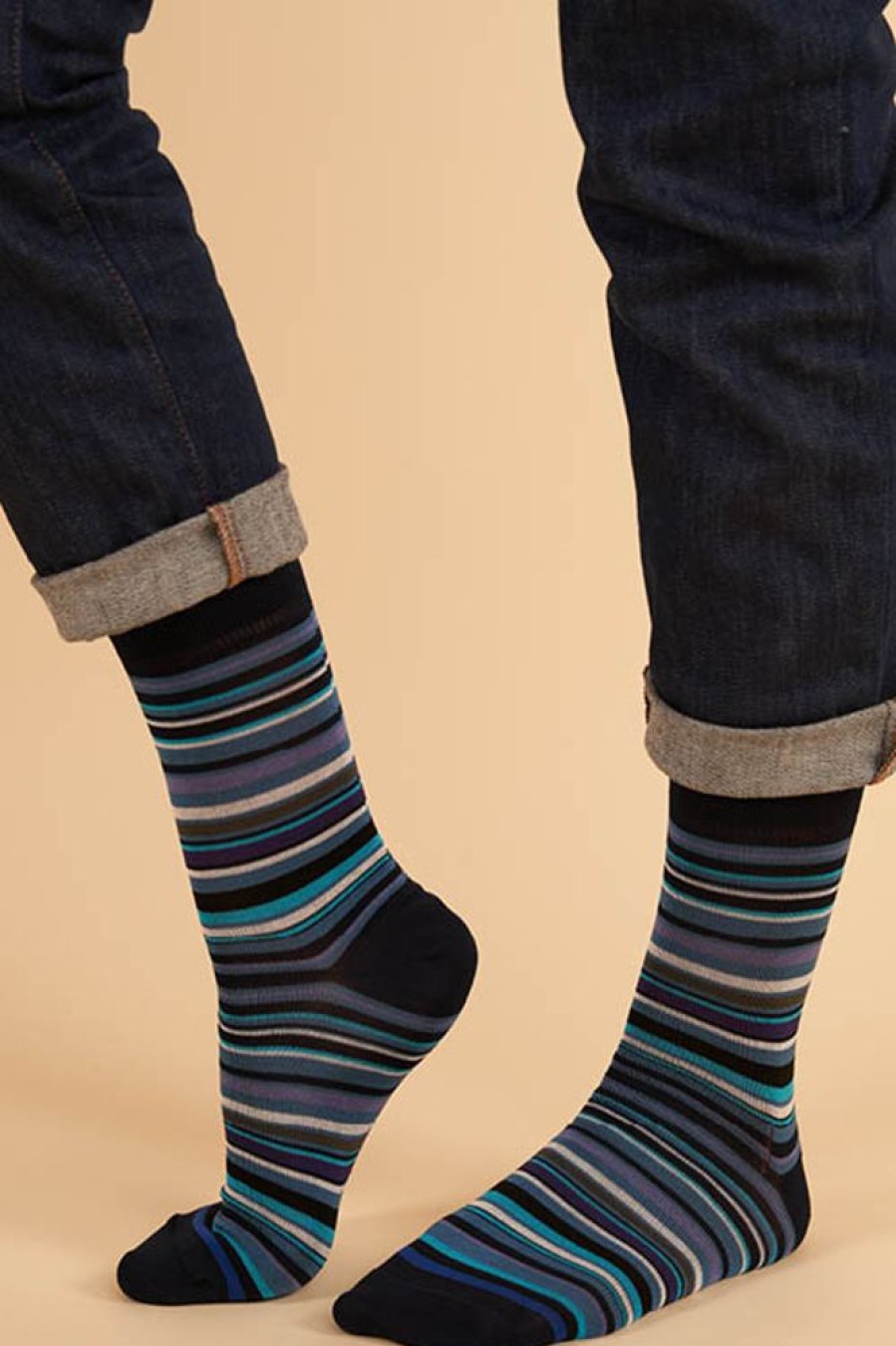 Hommes Missègle | Chaussettes Coton Fil D'Ecosse Bio A Rayures