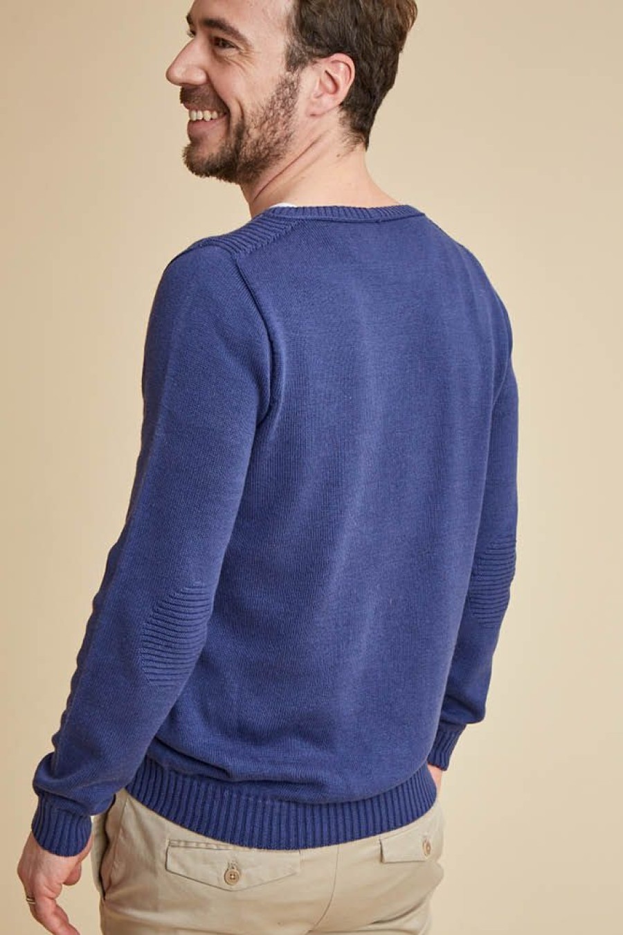 Hommes Missègle | Pull Col V Coton Bio Et Seacell Ocean