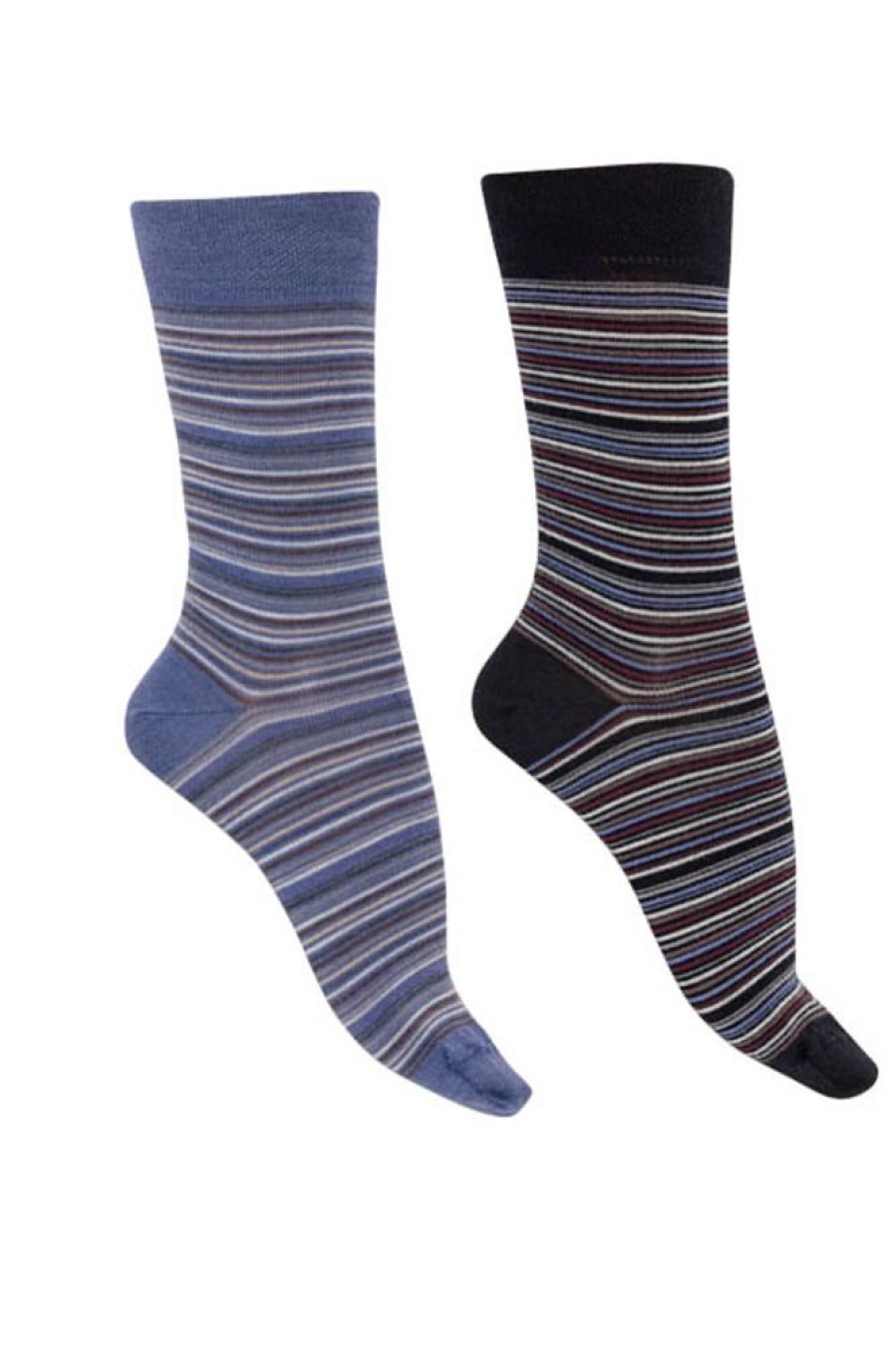 Hommes Missègle | Chaussettes Laine Merinos Et Soie A Rayures Multicolores