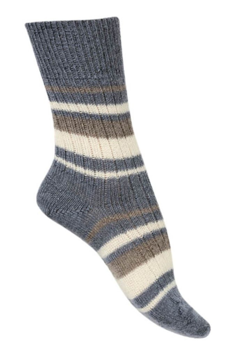 Femmes Missègle | Chaussettes Sans Couture Laine Mohair Rayures Multicolores